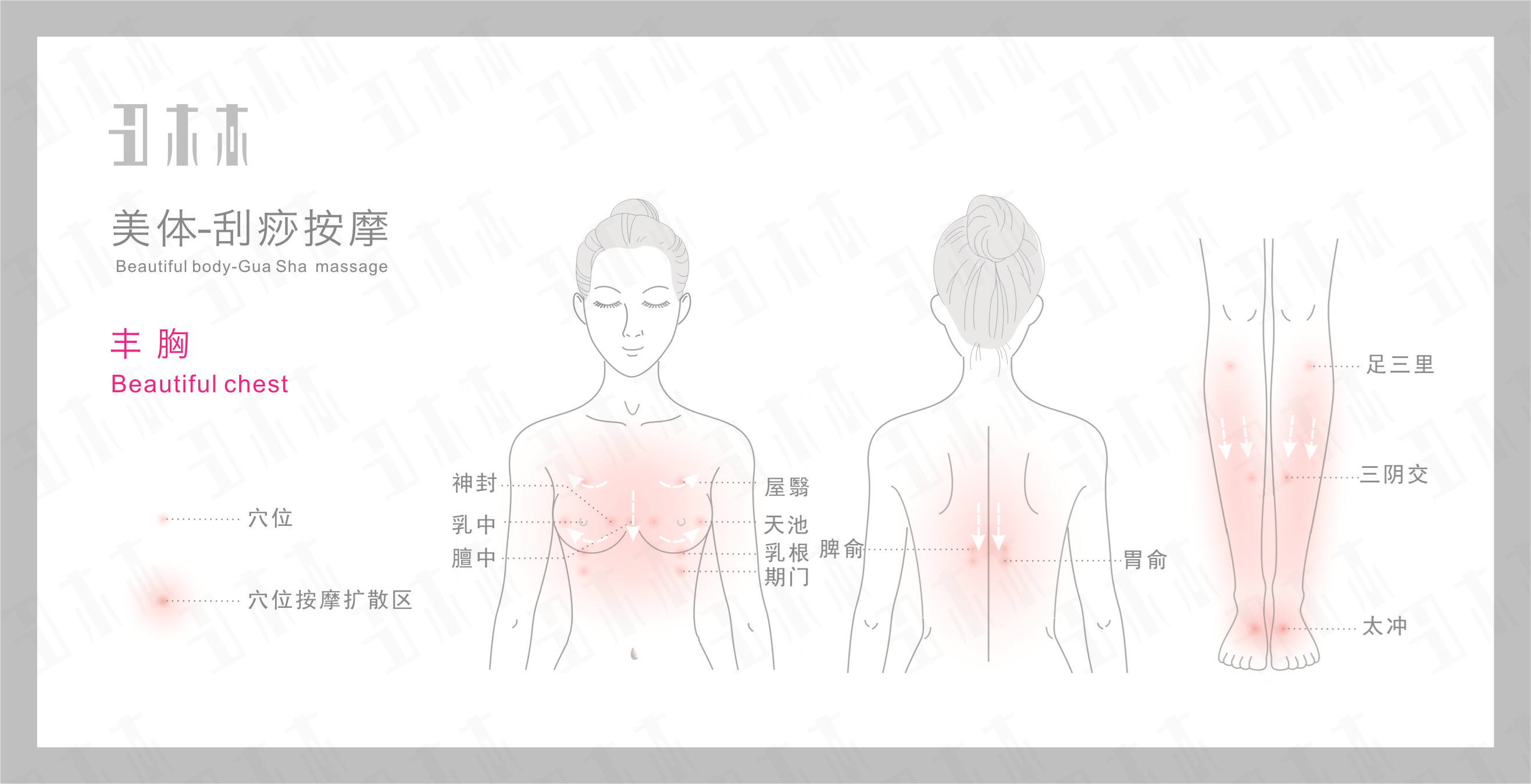 丰胸,刮痧按摩部位示意图解及方法